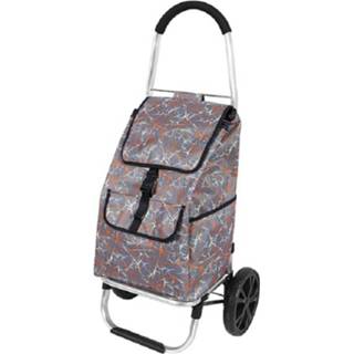 👉 Trolley bruin small active Portable Folding Shopping Cart Boodschappenwagentje Multifunctionele Outdoor (Brown)