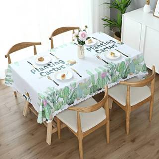 Eettafel PVC active tafelmatten Afdrukken Koffie Doek Waterdicht Oliebestendig Anti-brandwonden Tafelkleed, Grootte: 120x120cm Vierkante tafel (Cactus)