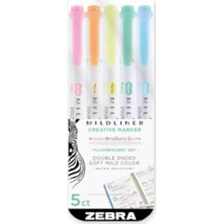 👉 Kunststof junior multicolor Verhaak markers Mildliner Zebra 5 stuks 45888781054
