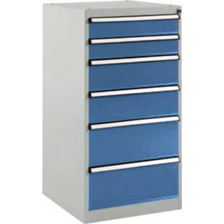 👉 Manuflex SP1142.5007 Lade kast BASETEC stationair, gebruiksh. 900 mm met 6 lades, in stralend blauw RAL 5007