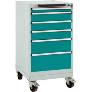 👉 Ladekast mannen Manuflex SP1108.5021 Lade kast BASETEC mobiel, gebruiksh. 700 mm met 6 lades, in waterblauw RAL 5021 4045916451313