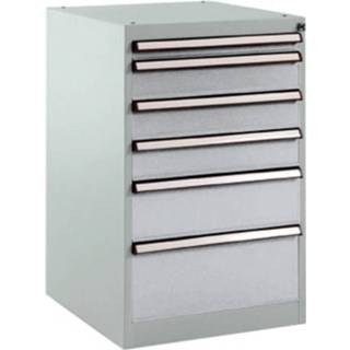 👉 Ladekast aluminium zilver mannen Manuflex SP1107.9006 Lade kast BASETEC stationair, gebruiksh. 700 mm met 6 lades, in vergelijkbaar RAL 9006 4045916427479