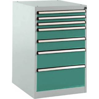 👉 Manuflex SP1128.0001 Lade kast BASETEC stationair, gebruiksh. 700 mm met 7 lades, in grijs groen HF 0001