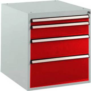 👉 Ladekast robijnrood mannen Manuflex SP1140.3003 Lade kast BASETEC stationair, gebruiksh. 500 mm met 4 lades, in RAL 3003 4045916450644