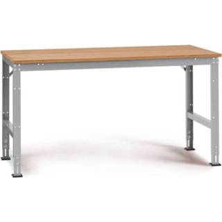 👉 Tafel mannen Manuflex AU4135.9006 Werk achtergrond universele standaard met multiplex plaat, bxdxh = 2000 x 1200 760-870 mm Kleur: Aluminium-zilver 4045916100501