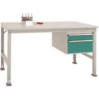 👉 Werktafel grijs groen mannen Manuflex AU5567.0001 Compleet reden universele standaard met kunststof plaat, bxdxh = 1500 x 800 760-870 mm Kleur: Grijs, 4045916008456