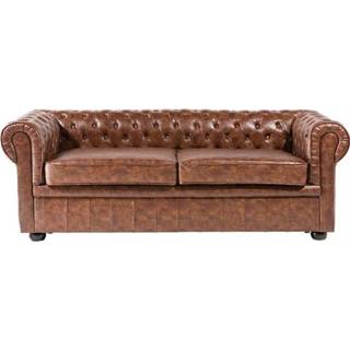 👉 Leren sofa bruin leer zwart 3-zits bank - Old Style CHESTERFIELD 7081457684503