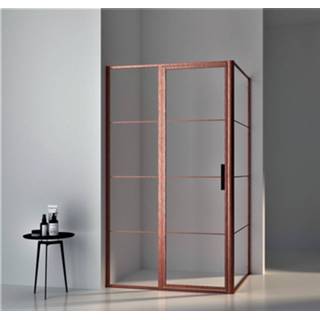 👉 Douchecabine veiligheidsglas vierkant draaideur sparkle helder koper SaniGoods 120x120cm geborsteld 6013931632626