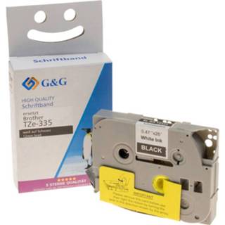 👉 Labeltape G&G 15558 Compatibel vervangt Brother TZe-335 Tapekleur: Zwart Tekstkleur: Wit 12 mm 8 m