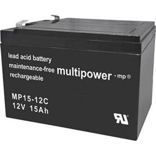 👉 Multipower PB-12-15 Loodaccu 12 V 15 Ah Loodvlies (AGM) (b x h x d) 151 x 104.5 x 99 mm Kabelschoen 6.35 mm Onderhoudsvrij, Geringe zelfontlading