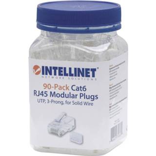 👉 Intellinet Intellinet 90 stuks CAT6 RJ45 modulaire stekker UTP 3-punts ader koppeling voor massieve draad 90 stekker in de beker 790604 Krimpcontact Aantal