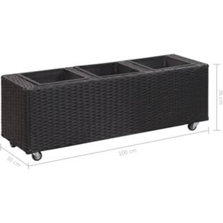👉 Plantenbak poly rattan zwart VidaXL met 3 potten 100x30x36 cm 8719883806464