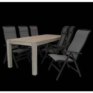 👉 Tafel teak Alberto 220 x 92 met Houston verstelbare tuinstoel