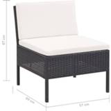 Zwart poly rattan VidaXL 3-delige Loungeset met kussens 8719883832562