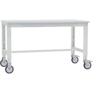 👉 Manuflex AU7417.7035 Werktafel universele speciale mobiele met kunststof plaat, bxdxh = 2000 x 800 x 752-972 mm Kleur: Grijs-wit (RAL 7035)