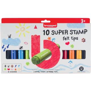 👉 Viltstift kinderen Bruynzeel Kids viltstiften Super Stamp, etui van 10 geassorteerde kleuren 8712079447090