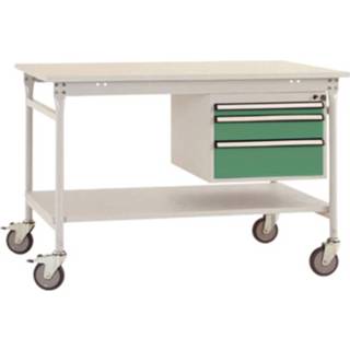 👉 Manuflex BB5381.6011 Compleet bijzettafel basismobiel met melamine schijf + behuizing onderbouw, bxdxh: 1500 x 800 x 850 mm Kleur: Reseda groen (RAL 9010)