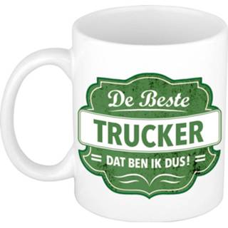 Beker wit groen volwassenen De beste trucker dat ben ik cadeau mok / met embleem 300 ml