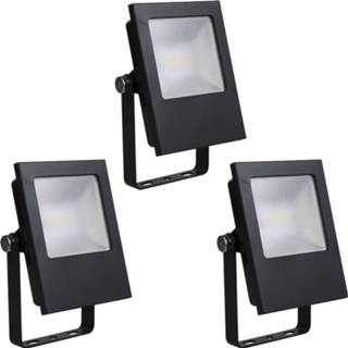 👉 Floodlight polycarbonaat mat zwart Set 3 stuks Led 4892657081015