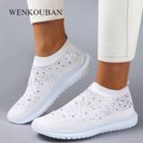 Sneakers vrouwen Women Flats Crystal Fashion Bling Casual Slip On Sock Trainers Summer Vulcanize Shoe Zapatillas Mujer