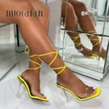 👉 Sandaal vrouwen Summer High 10.5CM Heels Women Pumps Ankle Cross Strap Sandals Shoes Woman Ladies Peep Toe Dress Party