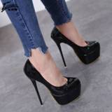 👉 Shoe leather vrouwen Sexy Extreme High Heels Platform Shoes patent stiletto fashion Nightclub wedding women pumps Size42