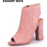 Sandaal suede vrouwen Fashion Women's Peep Toe Summer Open Pumps Casual Faux Ankle Boots Thick High Heels Women sandals