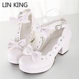 👉 Shoe vrouwen LIN KING Women Mary Janes Pumps Cute Bowtie Princess Lolita Shoes Ladies High Heel Casual Square Colsplay Party