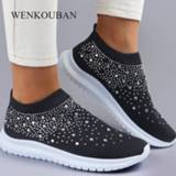 👉 Sneakers vrouwen Summer Women Flat Shoes Crystal Fashion Bling Casual Slip On Sock Trainers Ladies Vulcanize Basket Femme