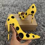 👉 Stiletto geel leather vrouwen 2020 Women Pumps yellow Patent Super High Heels Sexy Ladies Pointed Toe Slip on Heeled Party Shoes Woman