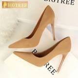 👉 Shoe vrouwen 5 Colors Concise Women's OL Office Shoes 2018 New Show Thin Women Pumps Solid Flock Pointed Toe Shallow Fashion High Heels