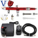 👉 Airbrush compressor Dual-Action Kit 0.2/0.3mm Air Brush Spray Gun Cleaning Tool for Makeup Nail Paint Tattoo Body Car Decoration