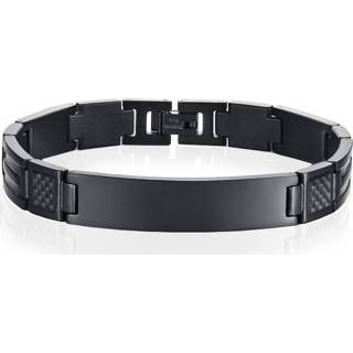 👉 Armband zwart edelstaal carbon fibre mannen Mendes ID