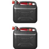 👉 Jerrycan zwart 2x Jerrycans/benzinetanks 10 liter
