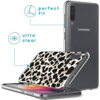 👉 Zwart goud TPU dieren unisex bruin Design voor de Samsung Galaxy A50 / A30s hoesje - Luipaard 8719295269086
