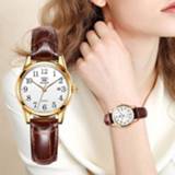 👉 Watch bruin leather vrouwen OLEVS Womens Watches Top Brand Fashion casual Luxury Dress Genuine Brown Waterproof Wristwatch for Lady 5566
