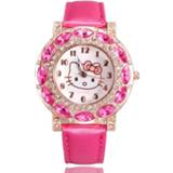 👉 Watch leather vrouwen kinderen Hello Kitty Women Kids Children Gifts for Grils Fashion Casual Quartz Wrist Watches Clock