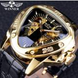 👉 Watch Winner Steampunk Fashion Triangle Golden Skeleton Movement Mysterious Men Automatic Mechanical Wrist Watches Top Brand Luxury