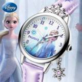 👉 Hanger meisjes Disney Frozen Ⅱ Princess Series Elsa Luxury Bling Rhinestone Crown Snowflake Pendant Beautiful Girls Watches Children Watch new