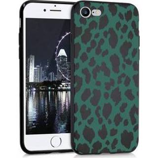 Zwart unisex dieren groen TPU Design voor de iPhone SE (2020) / 8 7 hoesje - Luipaard 8719295268898