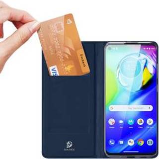 👉 Unisex unicolor blauw kunstleer Slim Softcase Booktype voor de Motorola Moto G8 Power - Donkerblauw 6934913065556