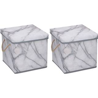 👉 Opbergdoos marmer Set van 8x stuks opberg boxen / doos dozen 23 cm 12 liter