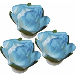 Papieren decoratie turkoois blauw 45x stuks bloemen turquoise