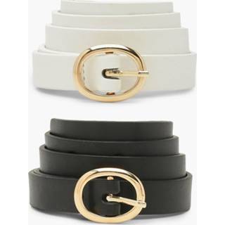 👉 2 Pack Oval Detail Skinny Belt, Multi