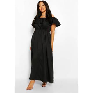 👉 Plus Ruffle Bardot Maxi Dress, Black