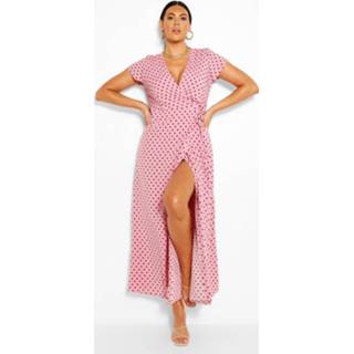 👉 Plus Polka Dot Wrap Maxi Dress, Blush