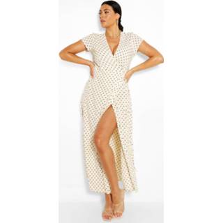 👉 Plus Polka Dot Wrap Maxi Dress, Cream