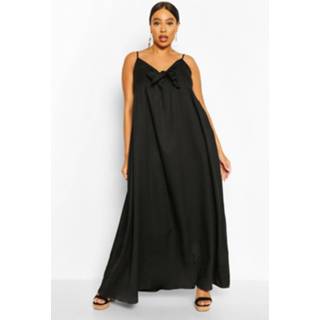 👉 Plus Tie Front Strappy Maxi Dress, Black