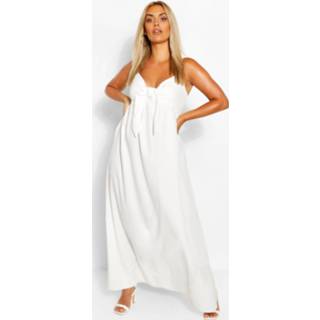 👉 Plus Tie Front Strappy Maxi Dress, Ivory