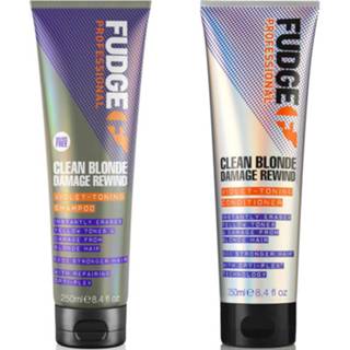 👉 Shampoo violet Fudge Professional Clean Blonde Damage Rewind Violet-Toning and Conditioner Bundle 250ml